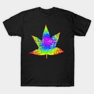 Rainbow striped in maple leaf classic Autumn Season T-Shirt